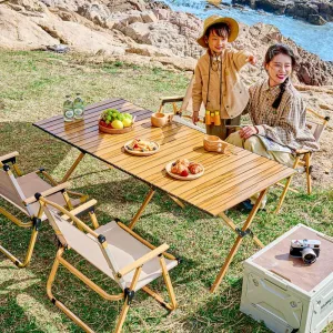 Camping Folding Chair and Table Set,Portable Picnic Table with Seats,for Outdoor Travel, Grill Beaches Party, Backyard BBQ 60 * 60 * 45cm Table