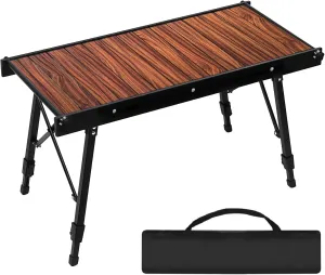Camping IGT Folding Table, Portable for Outdoor Picnic, Ultralight with Carry Bag, Switchable Tabletop for Multi-Functional Use IGT Beach (Wood)