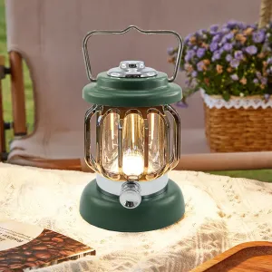 Camping Lantern Rechargeable , Battery Powered Lanterns Portable for Power Outages,Romantic Atmosphere Lamp for Party,Tents,Holiday, Hiking (Military Green)