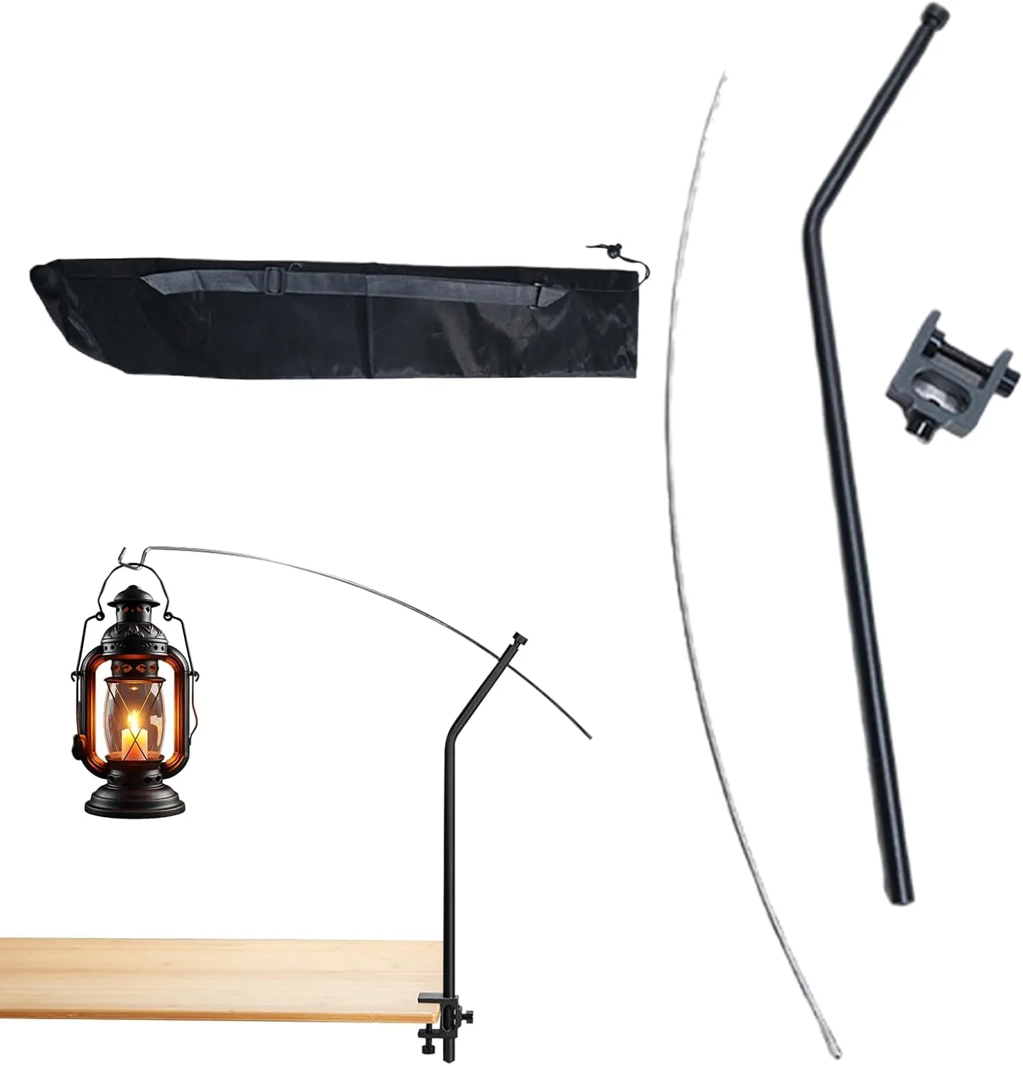 Camping Light Stand – Portable Camping Lantern Hanger | Folding Backpacking Light Stand, Adjustable Outdoor Table Lamp Holder, Lightweight Hanging Hook for Camping, Picnic, Beach, Indoor & Outdoor