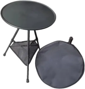 Camping Round Table Portable Three Legged Table Folding Stable Adjustable Multiuse with Storage Bag