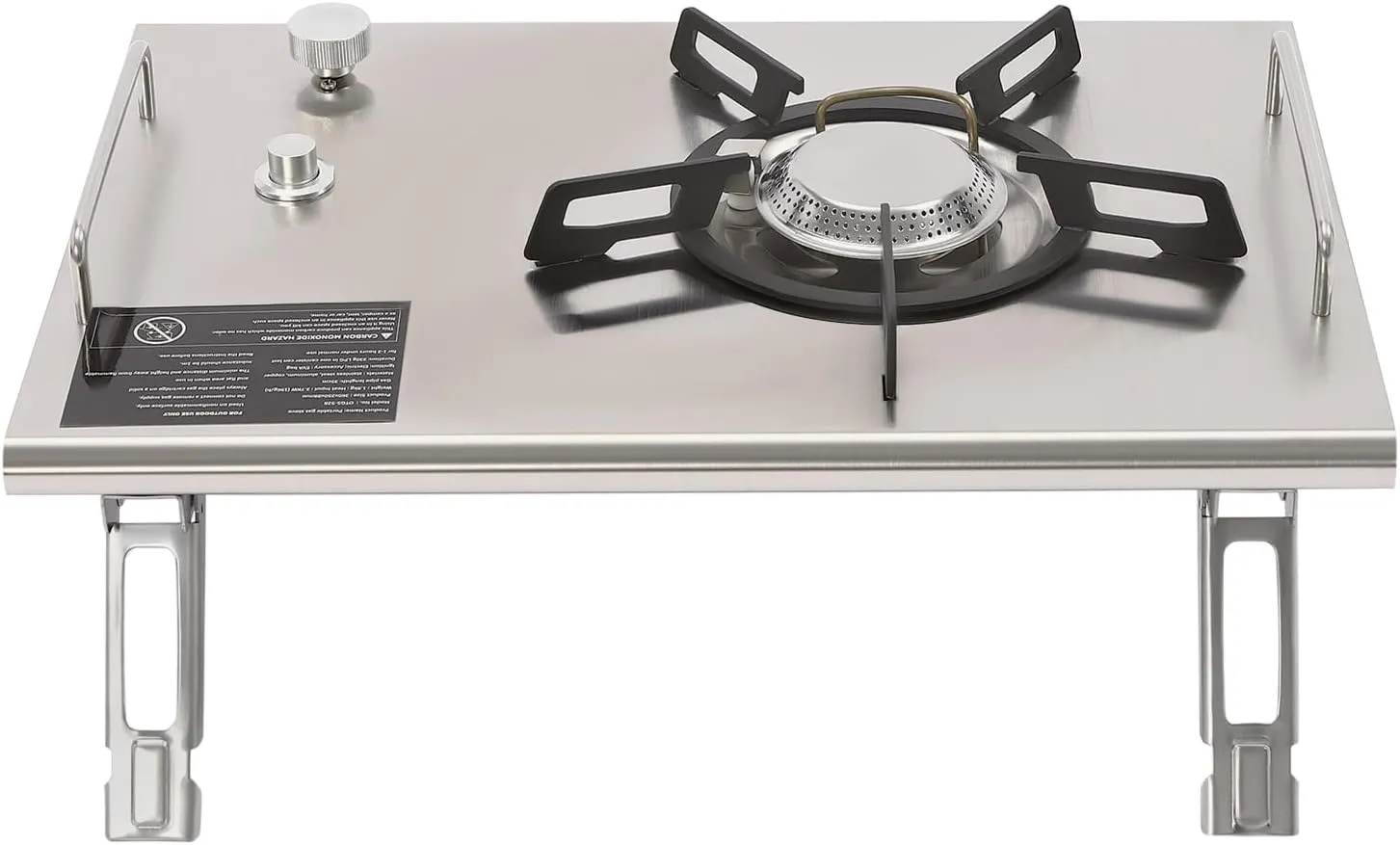 Camping Stove 13,648 BTU Output Gas Stove Outdoor Gas Stove with 4 Foldable Legs Electronic Ignition Fire Adjustable Camping Cooking Stove for IGT Camping Table (Silver)