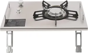 Camping Stove 13,648 BTU Output Gas Stove Outdoor Gas Stove with 4 Foldable Legs Electronic Ignition Fire Adjustable Camping Cooking Stove for IGT Camping Table (Silver)
