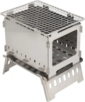 Camping Stove Outdoor Wood Stove Stainless Steel Outdoor Cooking Wood Burning Stove Foldable Portable Backpacking Alcohol Stove Hiking Picnic BBQ