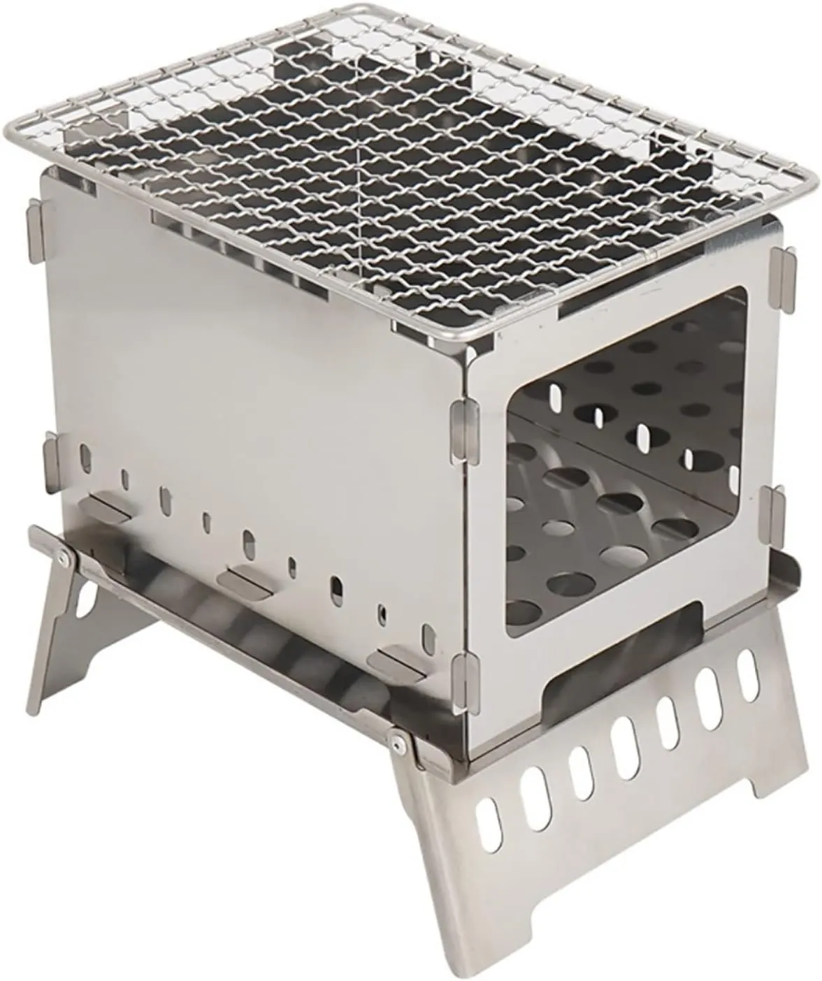 Camping Stove Outdoor Wood Stove Stainless Steel Outdoor Cooking Wood Burning Stove Foldable Portable Backpacking Alcohol Stove Hiking Picnic BBQ