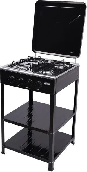 Camping Stove, Portable Butane Camping Furnace, Propane Furnace 4 Hearth Propane Gas Griddle, Auto Ignition Camping Burner for Motorhome, Apartment, RV, Outdoor, Indoor (Black)