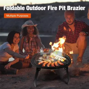 Camping Stove, Portable Outdoor Campfire Pot Foldable Fire Pit BBQ Grill Heater Firepit Brazier Garden Easy Lighting Fire Pits Stove Camping