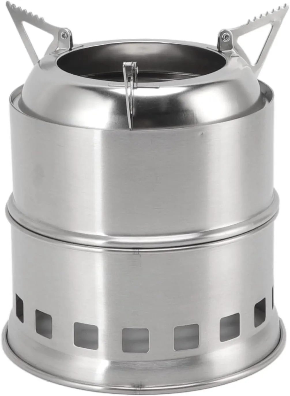 Camping Stove, Stainless Alcohol Stove, Alcohol Burner Steel Combustion Holes High Temperature Resistance Compact with Storage Bag for Hiking (Round)