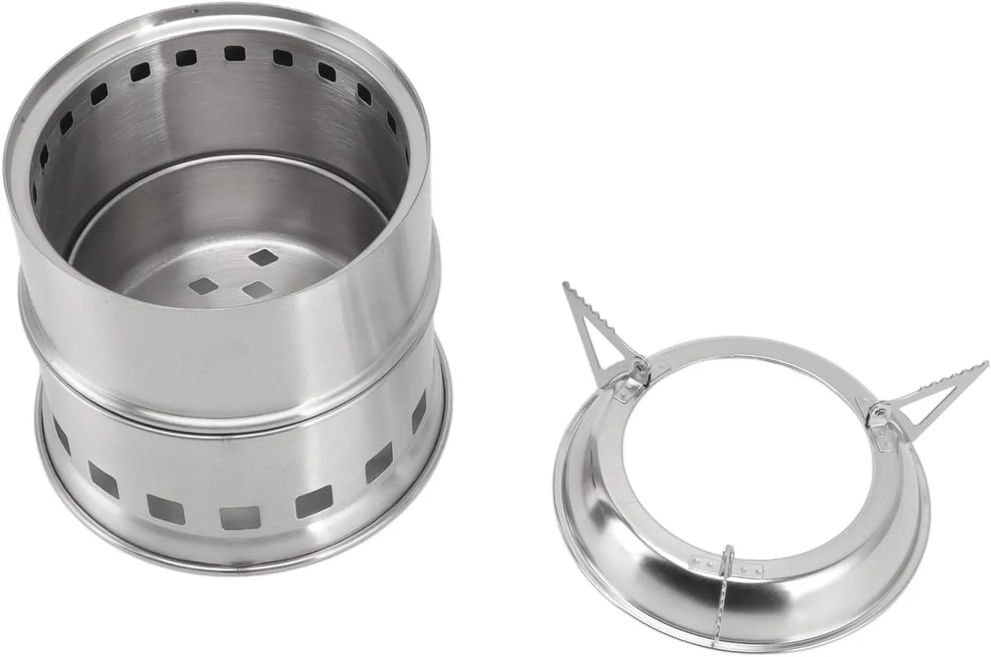 Camping Stove, Stainless Alcohol Stove, Alcohol Burner Steel Combustion Holes High Temperature Resistance Compact with Storage Bag for Hiking (Round)