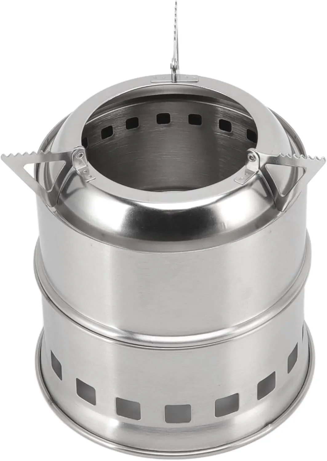 Camping Stove, Stainless Alcohol Stove, Alcohol Burner Steel Combustion Holes High Temperature Resistance Compact with Storage Bag for Hiking (Round)