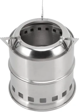 Camping Stove, Stainless Alcohol Stove, Alcohol Burner Steel Combustion Holes High Temperature Resistance Compact with Storage Bag for Hiking (Round)