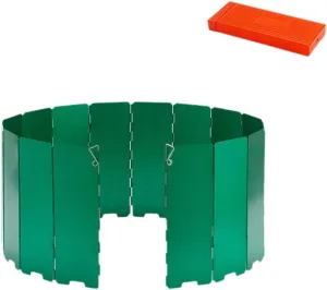 Camping Stove Windscreen Wind Shade Folding Portable 16 Plates Wind Protection Windshield for Cooker Backpacking BBQ Hiking, Green