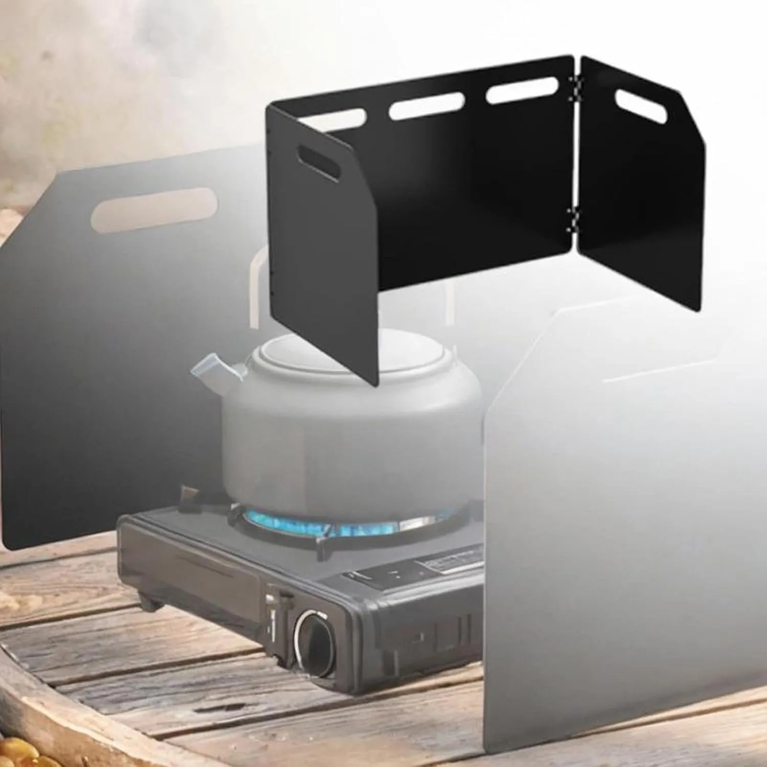 Camping Stove Windshield with Storage Bag Folding Convenient Space Saving Compact Outdoor Stove Windscreen for Picnic Cooking, 41x24.8x25cm