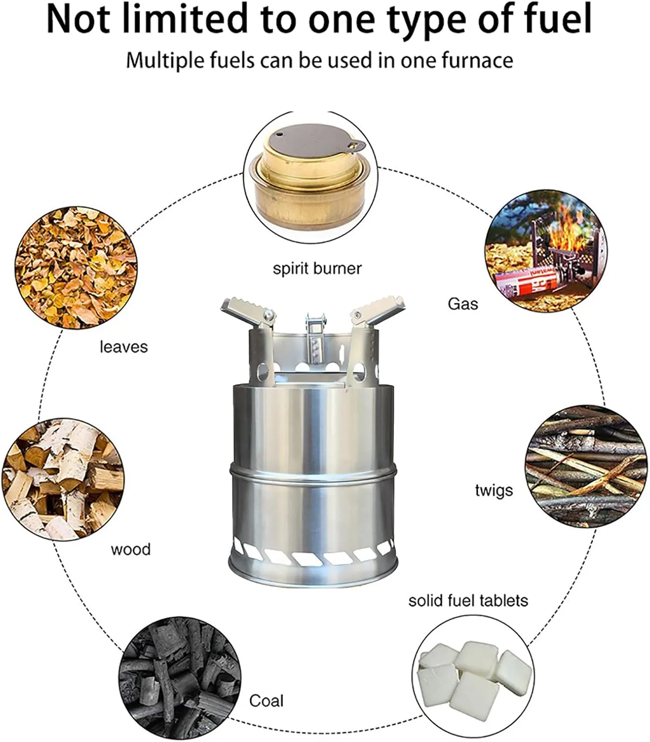 Camping Stove Wood Stove Backpacking Stove Windproof Portable Stainless Steel Wood Burning Stove for Outdoor Backpacking Hiking Traveling Picnic BBQ
