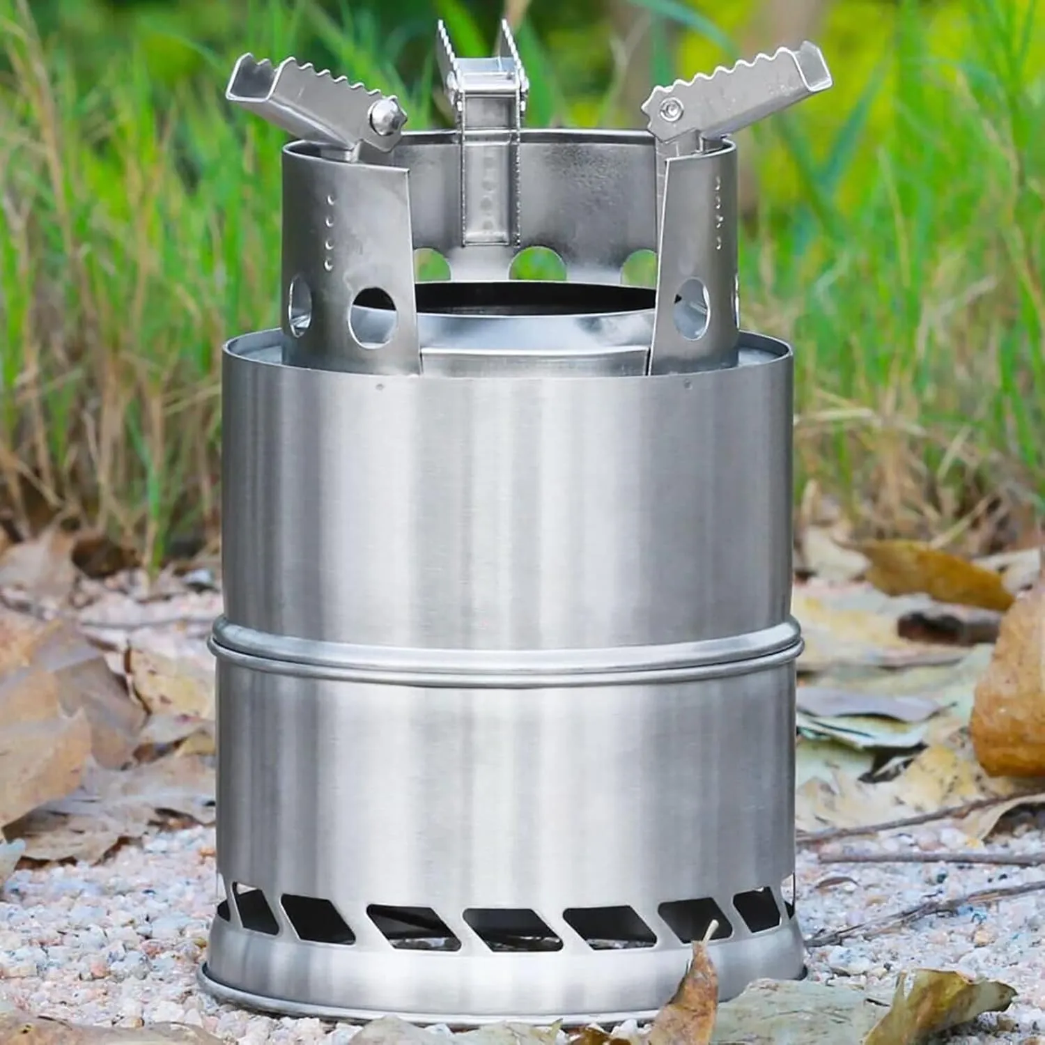Camping Stove Wood Stove Backpacking Stove Windproof Portable Stainless Steel Wood Burning Stove for Outdoor Backpacking Hiking Traveling Picnic BBQ
