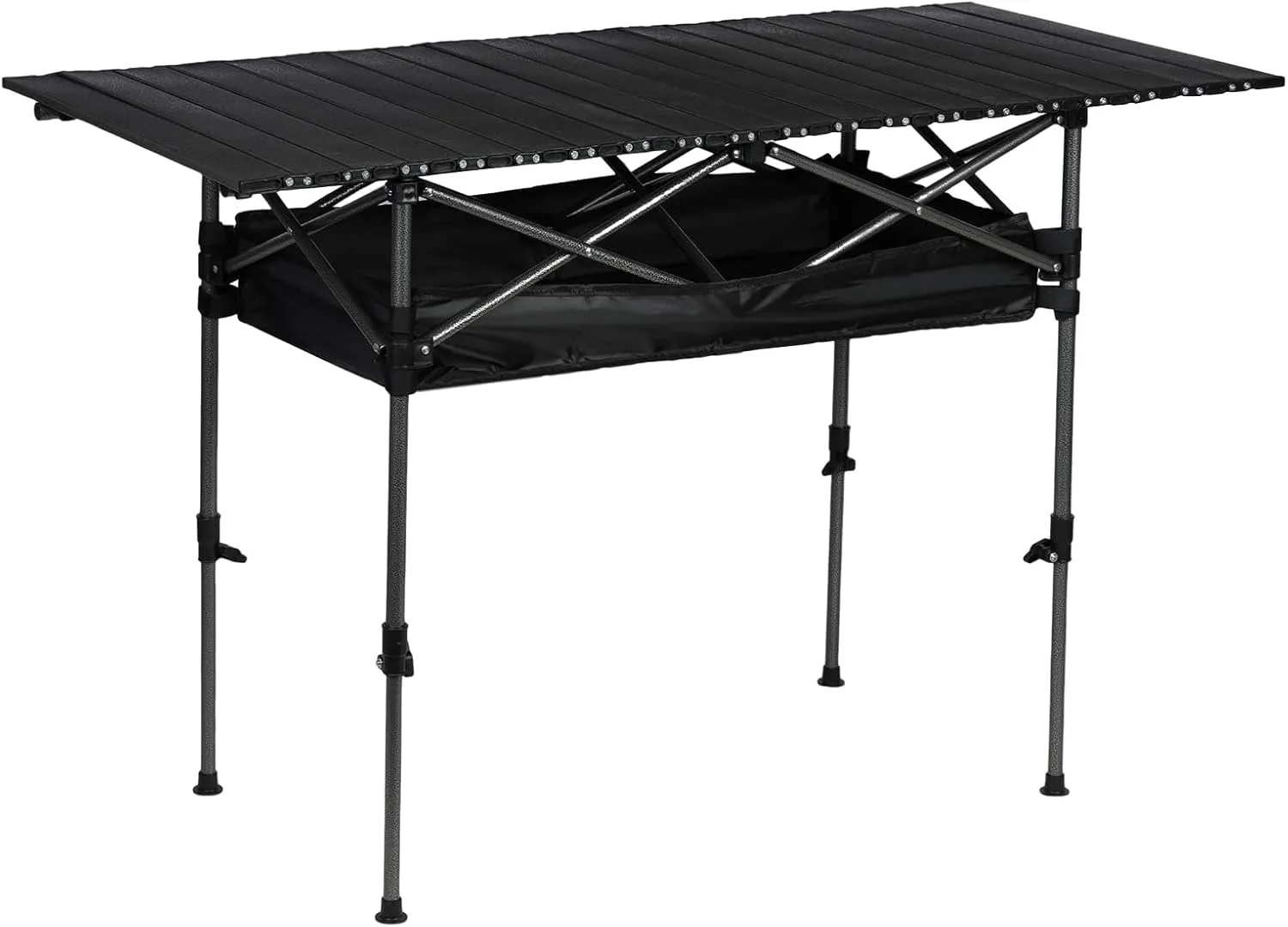 Camping Table, Adjustable Height Foldable Table, Portable Picnic Table with Large Storage Bag and Carrying Bag, Portable Carbon Steel Table for Indoor & Outdoor Picnic BBQ Backyards Beach