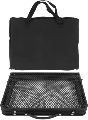 Camping Table, Folding Grill Table with Mesh Desktop, Adjustable Height Foldable Table with Mesh Layer Lightweight, Camping, RV, BBQ