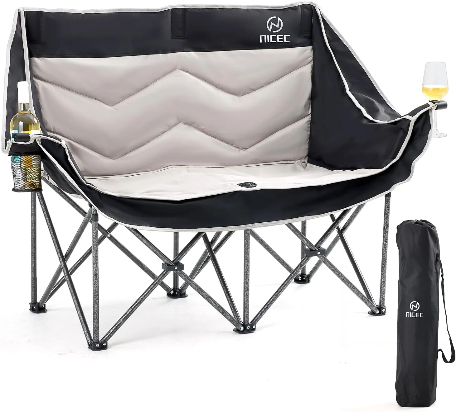 Camping Table, Folding Table Height Adjustable, Camp Table, Storage Kitchen Table, Lightweight Aluminum   Double Camping Chair, Oversized Camping Loveseat, Padded Folding Loveseat, Camping Couch