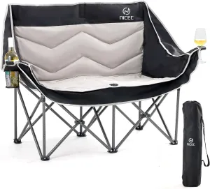 Camping Table, Folding Table Height Adjustable, Camp Table, Storage Kitchen Table, Lightweight Aluminum   Double Camping Chair, Oversized Camping Loveseat, Padded Folding Loveseat, Camping Couch