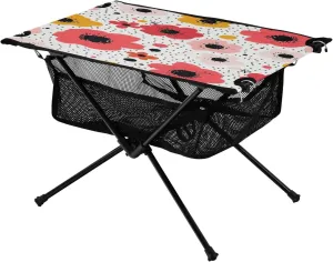 Camping Table Lightweight Portable Folding Table with Mesh Storage Net Poppy Flower Spot Ideal for Camping Hiking Beach Picnic Travel Backyard