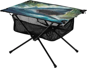Camping Table Lightweight Portable Folding Table with Mesh Storage Net Shark Plant Ideal for Camping Hiking Beach Picnic Travel Backyard