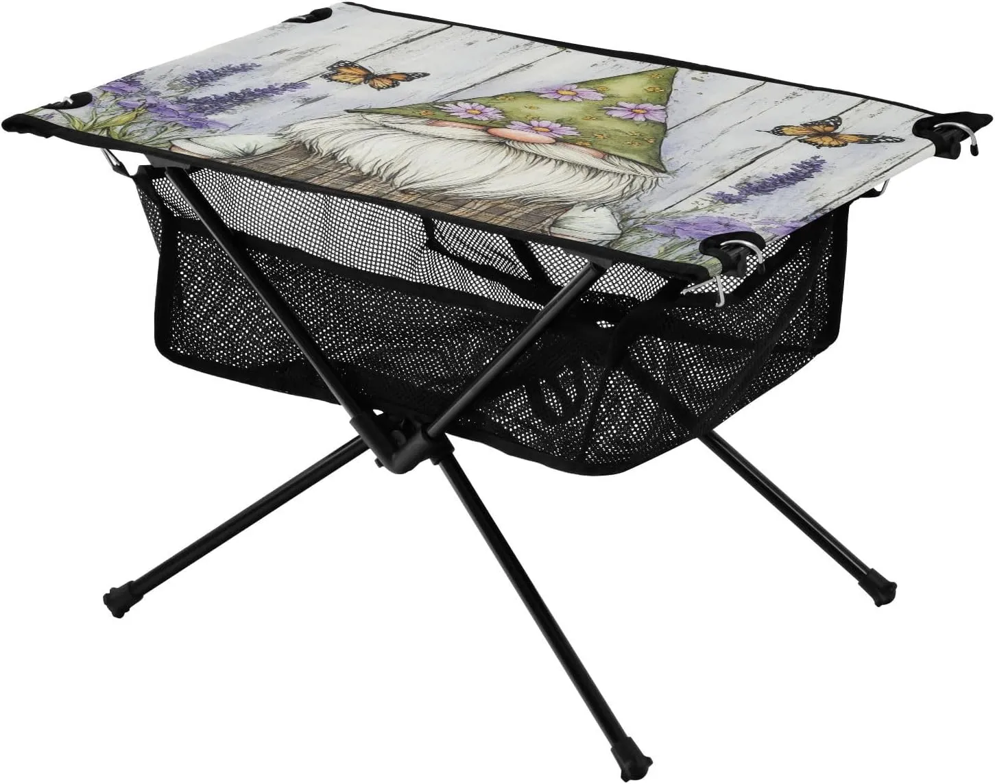 Camping Table Lightweight Portable Folding Table with Mesh Storage Net Wood Grain Butterfly Dwarf Ideal for Camping Hiking Beach Picnic Travel Backyard