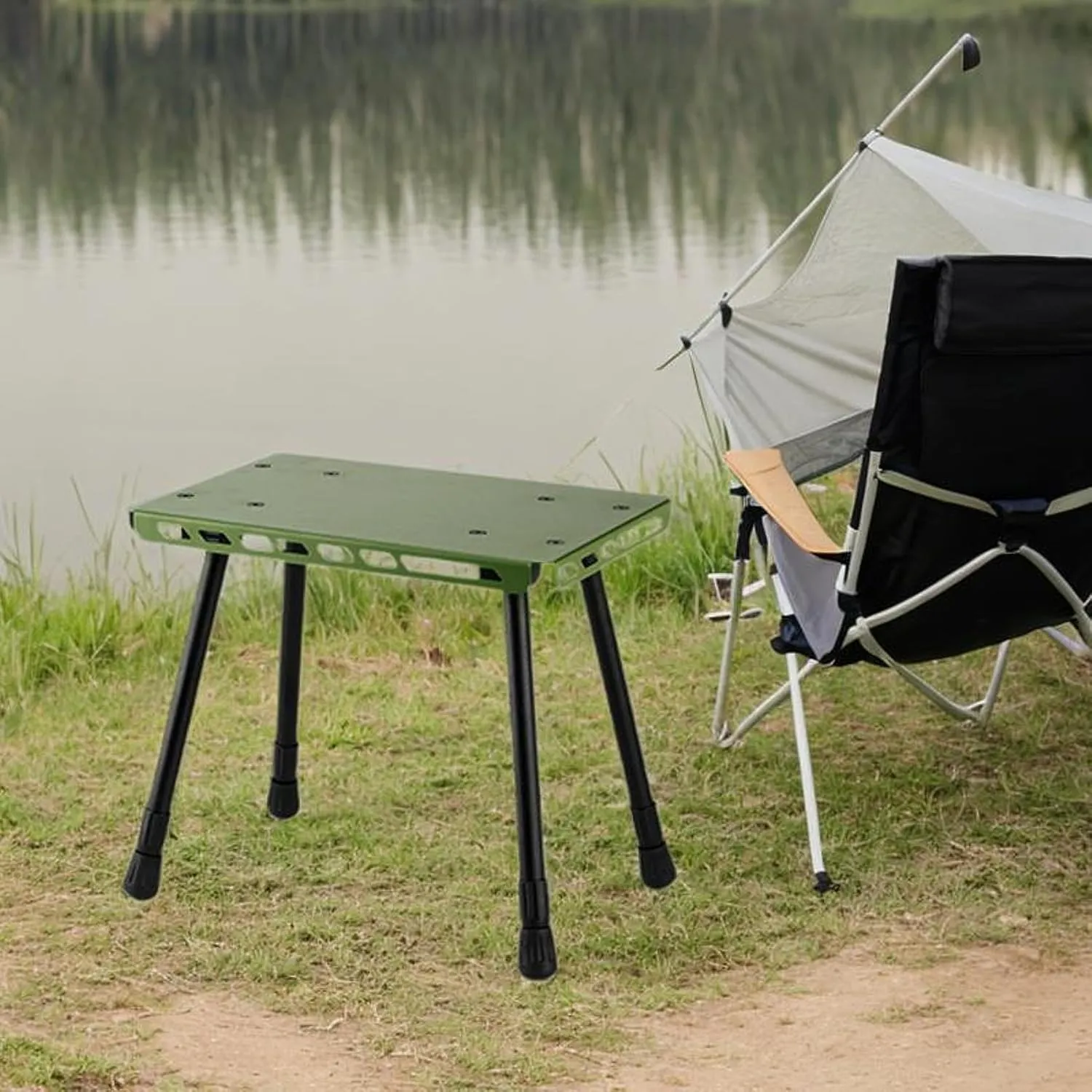 Camping Table Picnic Table Retractable Compact Portable Stool Small Chair for Travel Barbecue Concert Fishing Backpacking, Green
