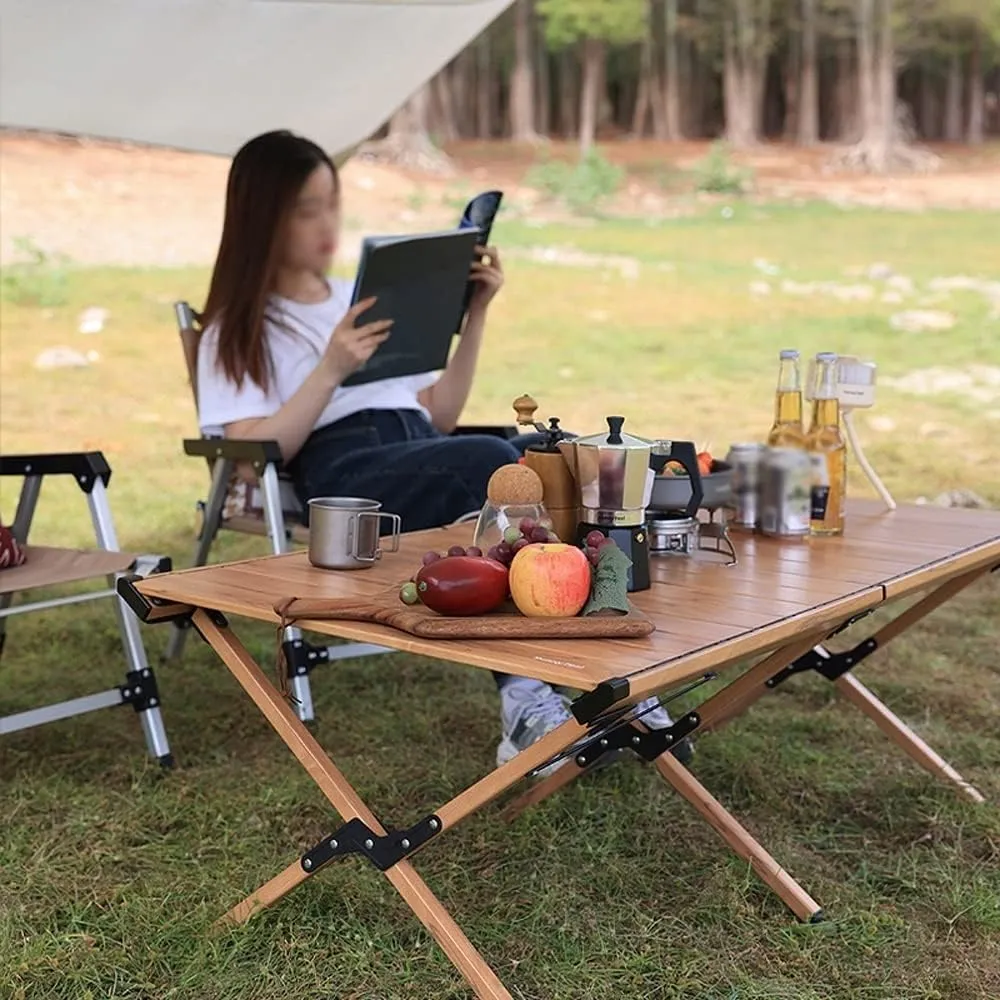 Camping Table, Portable Folding Table Ultra Lightweight Folding Camp Table Aluminum Roll Up Table Top with Carry Bag for Outdoor Travel Backyards BBQ (Gray : B)