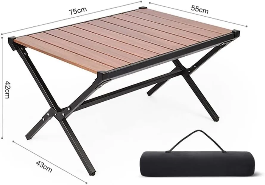 Camping Table, Portable Folding Table Ultra Lightweight Folding Camp Table Aluminum Roll Up Table Top with Carry Bag for Outdoor Travel Backyards BBQ (Gray : B)