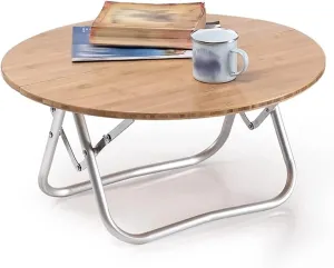 Camping Table Wooden Round Tourist Folding Table Portable Outdoor Picnic Barbecue Simple Camping Small Table