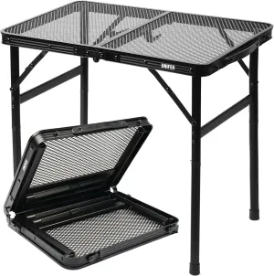 Camping Table,2 Ft Portable Camping Table, Lightweight Portable Grill Table,Height Adjustable Metal Table with Carrying Handle,Small Table for Camping, Picnic, Beach and BBQ