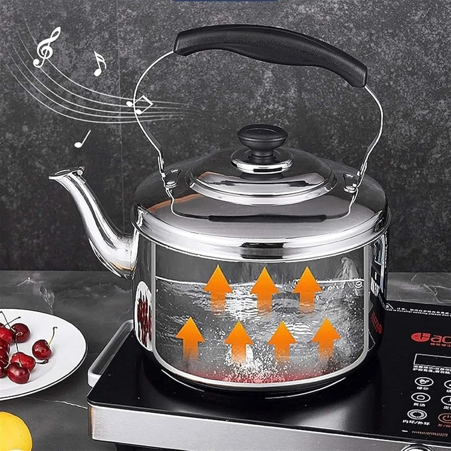 Camping Teapot, Tea Kettle Stovetop, Tea Pot for Stove Top, 304 Stainless Steel Whistling Teapot with Ergonomic Handle, Suitable to Boiling Water & Tea on Induction Stove, Gas Stove Top(4L)
