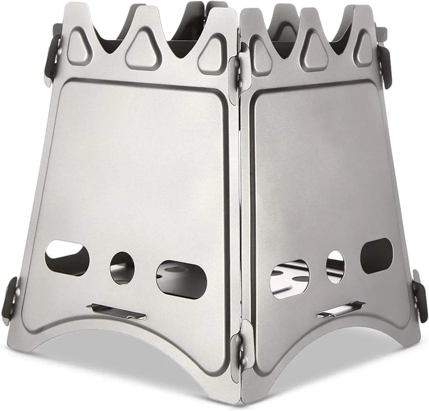 Camping Wood Stove Camping Wood Stove Folding Titanium Wood Burning Stove Lightweight Pocket Stove for Camping Cooking (Color : Silver Size : One Size) (Silver One Size)