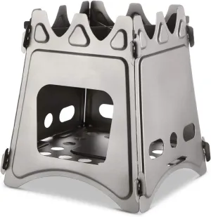 Camping Wood Stove Camping Wood Stove Folding Titanium Wood Burning Stove Lightweight Pocket Stove for Camping Cooking (Color : Silver Size : One Size) (Silver One Size)
