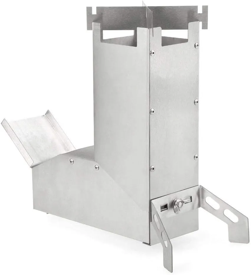Camping Wood Stove Outdoor Wood Burning Stove with Blow Fire Pipe Stainless Steel Folding BBQ Grill Convenient Storage