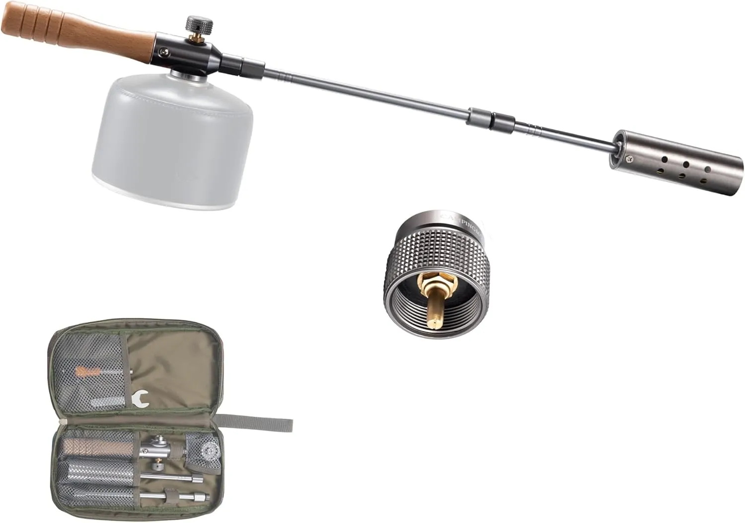 CAMPINGMOON Camping Grill Torch Dual Fuel Head Flame Adjustable for Charcoal Starter with Storage Case MT-3955/I-1010 (Propane   Isobutane)