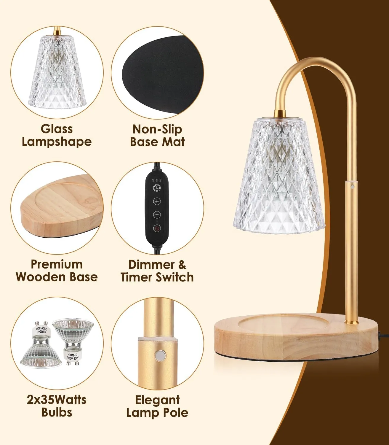 Candle Warmer Lamp with Timer: Adjustable Height Dimmable Warmer Candle Lamps Wax Melt Warmer Candle Warmer Lamp for Home Decor House Warming Gifts New Home