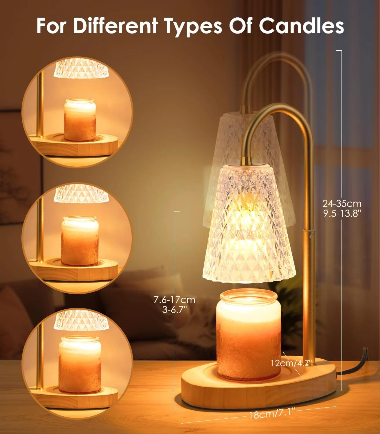 Candle Warmer Lamp with Timer: Adjustable Height Dimmable Warmer Candle Lamps Wax Melt Warmer Candle Warmer Lamp for Home Decor House Warming Gifts New Home