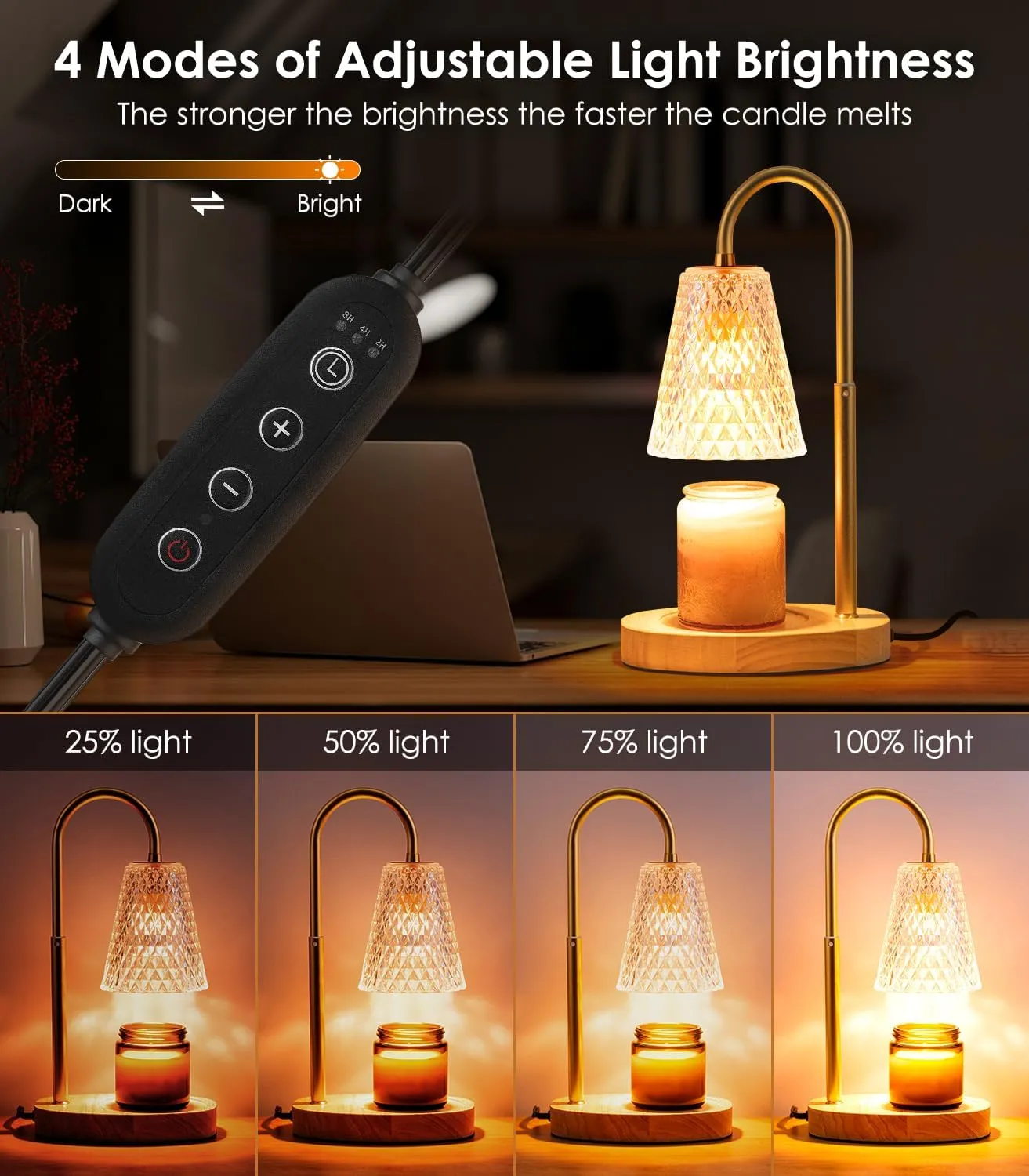 Candle Warmer Lamp with Timer: Adjustable Height Dimmable Warmer Candle Lamps Wax Melt Warmer Candle Warmer Lamp for Home Decor House Warming Gifts New Home