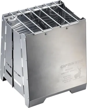 CAPTAIN STAG UG-82 Camping Stove, Wood Stove, Bonfire Stand, Secondary Burning, Fire Boost, Stove, Stainless Steel, Storage Bag Included
