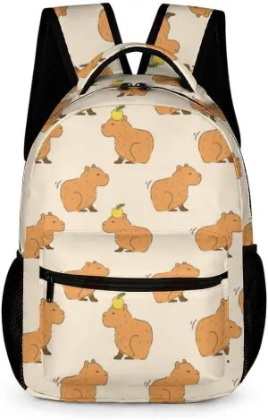 Capybara Backpack for Kids Girls Boys School, 16 Inches Cute Capybara Theme Bookbag, Adjustable, Lightweight, Large Capacity, Colorful Capybara Backpack for School