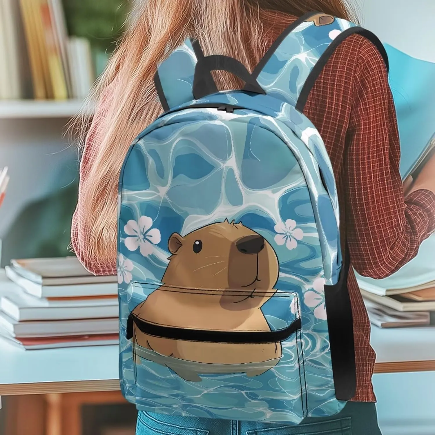 Capybara Cute Backpack for Women Ladies Multiple Compartment Travel Backpack Purse 17in Laptop Back Pack Casual Bag with Zipper Closure One Size