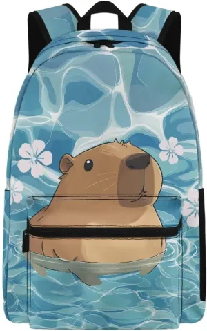 Capybara Cute Backpack for Women Ladies Multiple Compartment Travel Backpack Purse 17in Laptop Back Pack Casual Bag with Zipper Closure One Size