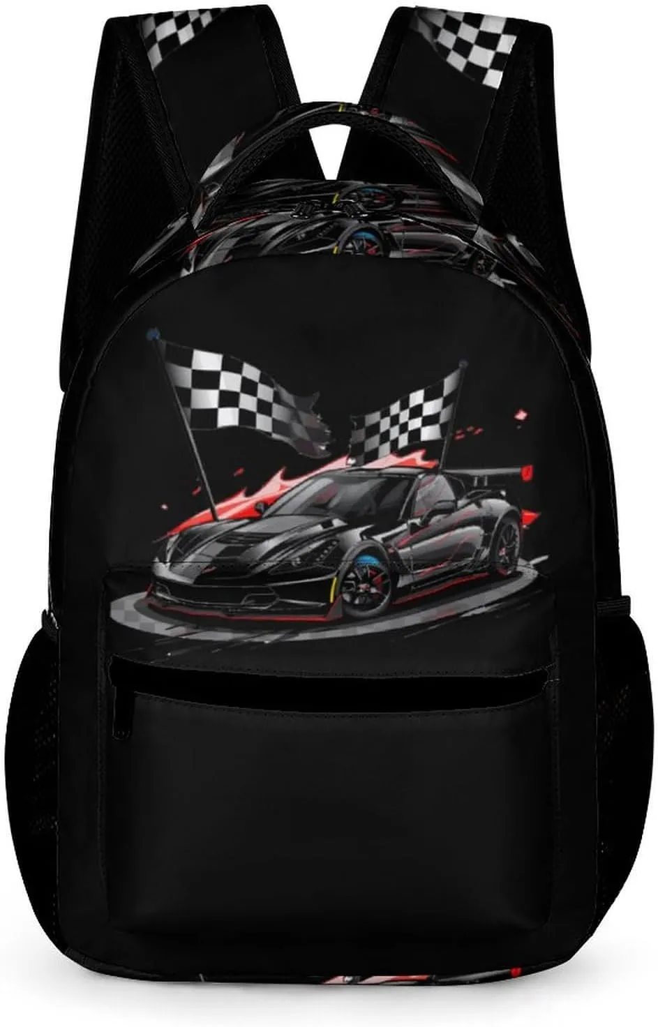Car Racing Automobile Sport Racer Checkered Flag Travel Backpack Cute Laptop Bag Aesthetic Campus Backpack Casual Daypack