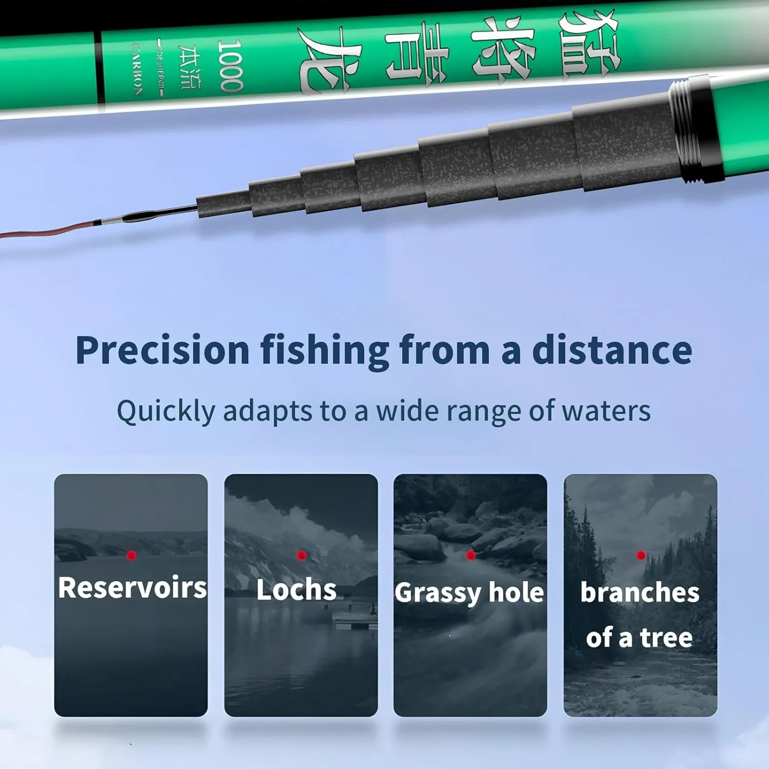 Carbon Fiber Telescopic Fishing Rod Portable Fishing Pole Ultra-Light and Ultra-Hard 19 Tuned Casting Rod for Reservoirs, Lakes and Many Other Waters (8-16M