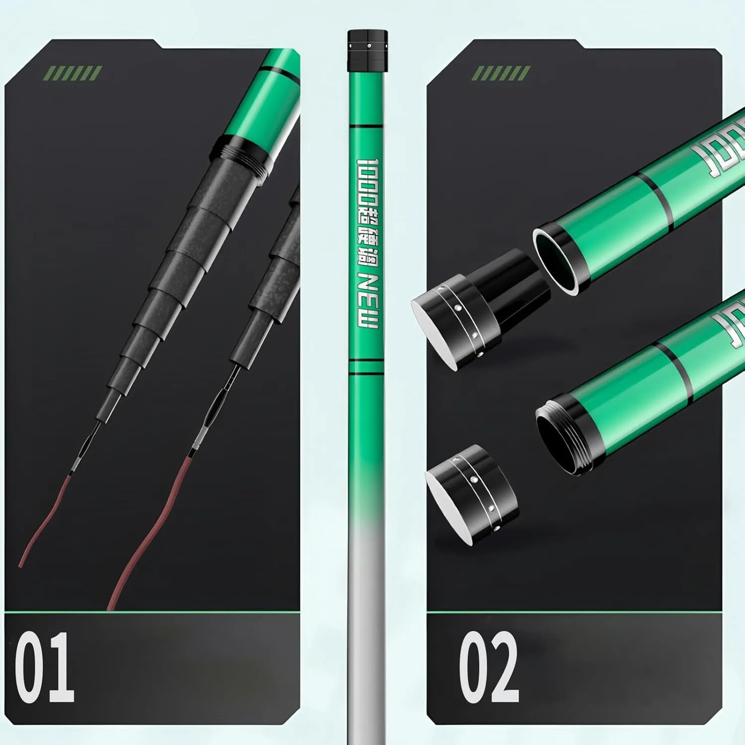 Carbon Fiber Telescopic Fishing Rod Portable Fishing Pole Ultra-Light and Ultra-Hard 19 Tuned Casting Rod for Reservoirs, Lakes and Many Other Waters (8-16M
