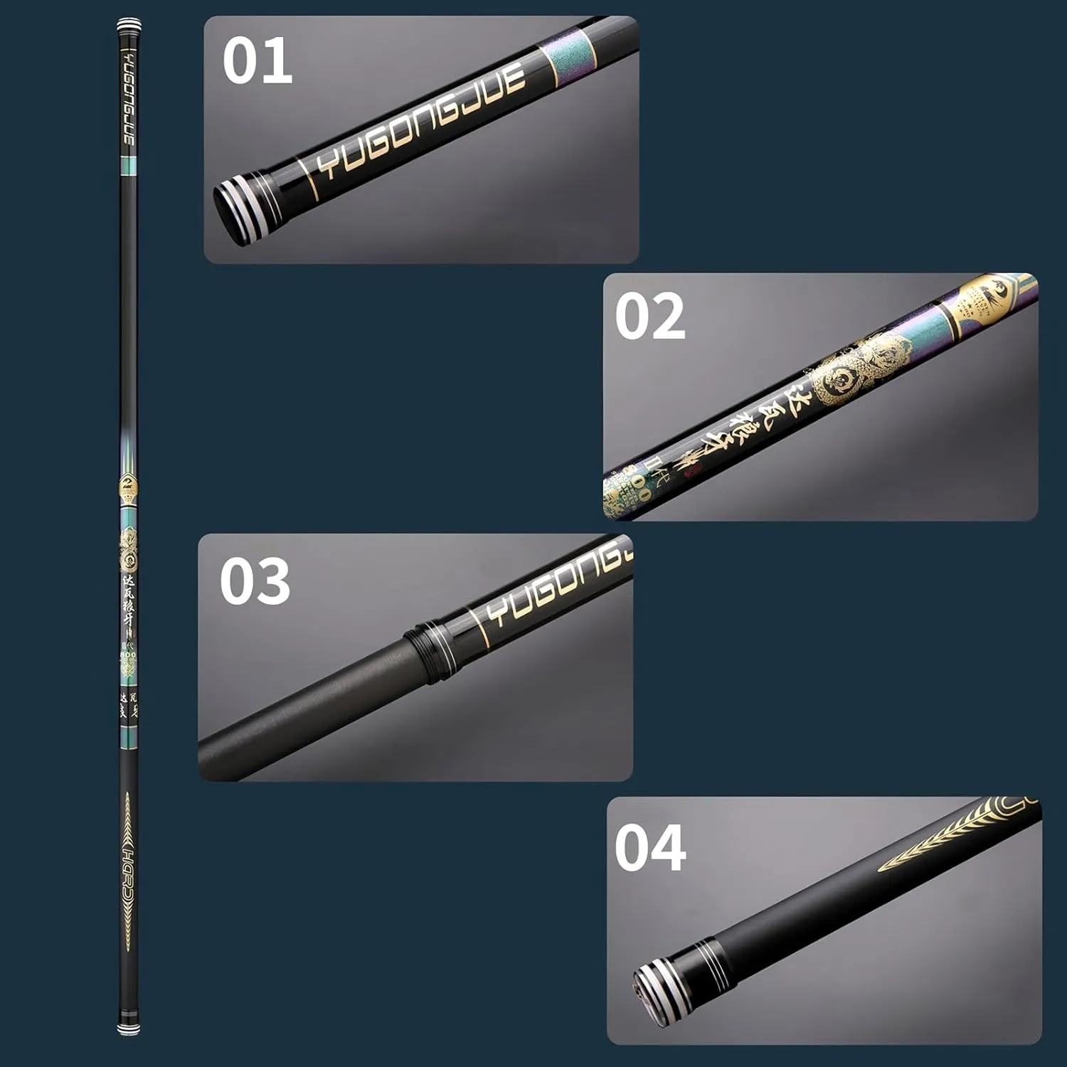 Carbon Fiber Telescopic Rod Ultra-Hard and Ultralight Fishing Rod Fishing Poles for Reservoirs Ponds 8-15m