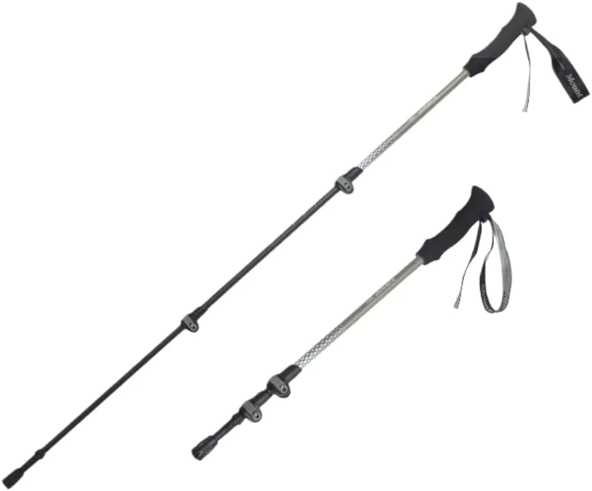 Carbon Fiber Trekking Poles - Adjustable Lightweight Hiking Sticks with Anti-Shock,Retractable Hiking Stick self Defense Quick Lock & Tungsten Tips for Men Women （One）
