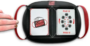 Card Holder for Playing Card Games - Neoprene Playing Card Holder for Adults & Kids with ‎Nylon Straps, Holds Various Deck Sizes - Used for Uno, Go Fish & More - Portable and Lightweight (Red)