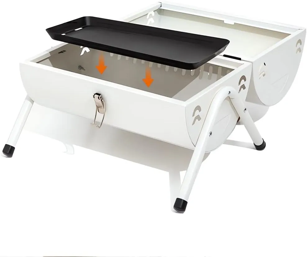 Carrying Handle Portable Wood Burning Charcoal Grill, Camping Grills for Outdoor Cooking Hiking Picnics, Household Indoor Smokeless Heating Carbon Surround Stove